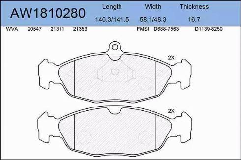 Aywiparts AW1810280 - Гальмівні колодки, дискові гальма autozip.com.ua