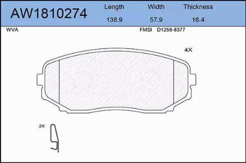 Aywiparts AW1810274 - Гальмівні колодки, дискові гальма autozip.com.ua