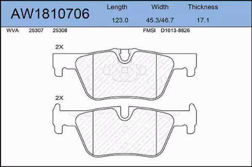 Aywiparts AW1810706 - Гальмівні колодки, дискові гальма autozip.com.ua