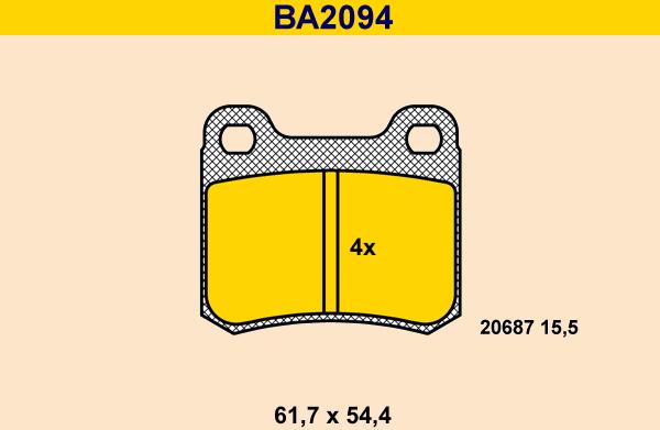 Barum BA2094 - Гальмівні колодки, дискові гальма autozip.com.ua