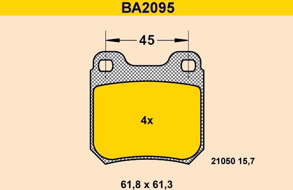 Barum BA2095 - Гальмівні колодки, дискові гальма autozip.com.ua