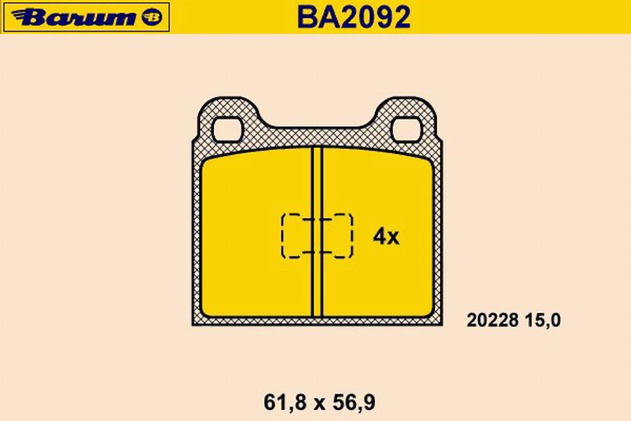 Barum BA2092 - Гальмівні колодки, дискові гальма autozip.com.ua