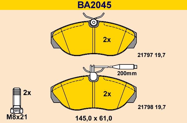 Barum BA2045 - Гальмівні колодки, дискові гальма autozip.com.ua