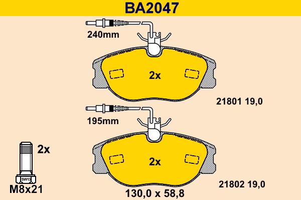 Barum BA2047 - Гальмівні колодки, дискові гальма autozip.com.ua