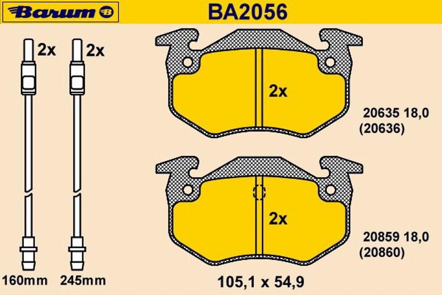 Barum BA2056 - Гальмівні колодки, дискові гальма autozip.com.ua