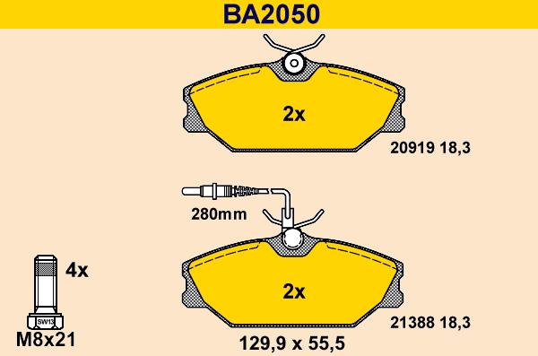 Barum BA2050 - Гальмівні колодки, дискові гальма autozip.com.ua