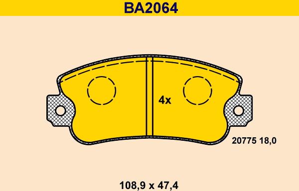 Barum BA2064 - Гальмівні колодки, дискові гальма autozip.com.ua