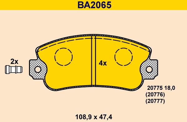 Barum BA2065 - Гальмівні колодки, дискові гальма autozip.com.ua