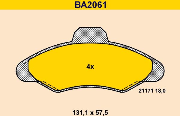 Barum BA2061 - Гальмівні колодки, дискові гальма autozip.com.ua