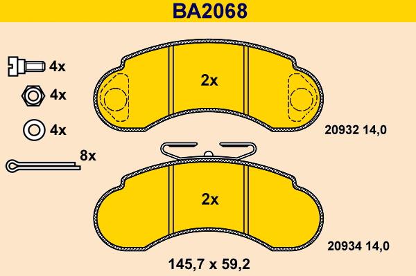 Barum BA2068 - Гальмівні колодки, дискові гальма autozip.com.ua