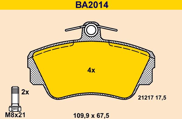 Barum BA2014 - Гальмівні колодки, дискові гальма autozip.com.ua