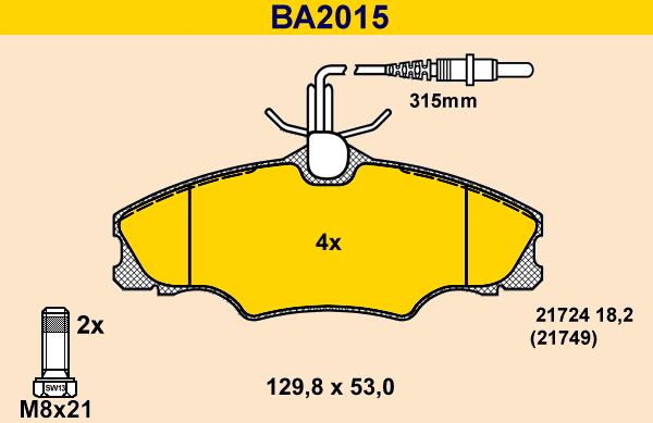 Barum BA2015 - Гальмівні колодки, дискові гальма autozip.com.ua