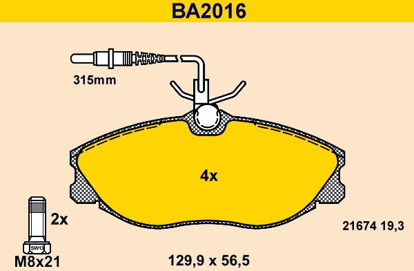 Barum BA2016 - Гальмівні колодки, дискові гальма autozip.com.ua