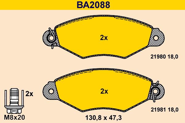 Barum BA2088 - Гальмівні колодки, дискові гальма autozip.com.ua