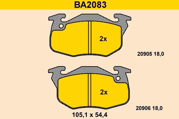 Barum BA2083 - Гальмівні колодки, дискові гальма autozip.com.ua