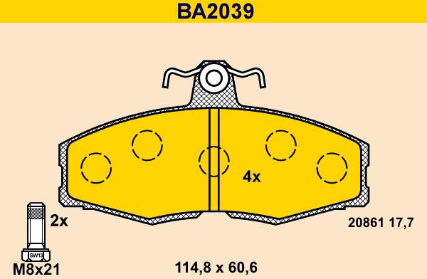 Barum BA2039 - Гальмівні колодки, дискові гальма autozip.com.ua
