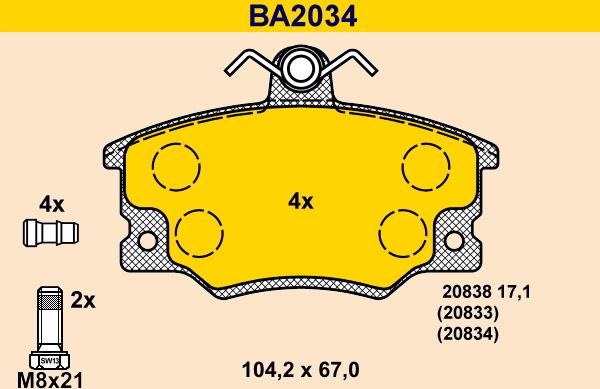 Barum BA2034 - Гальмівні колодки, дискові гальма autozip.com.ua