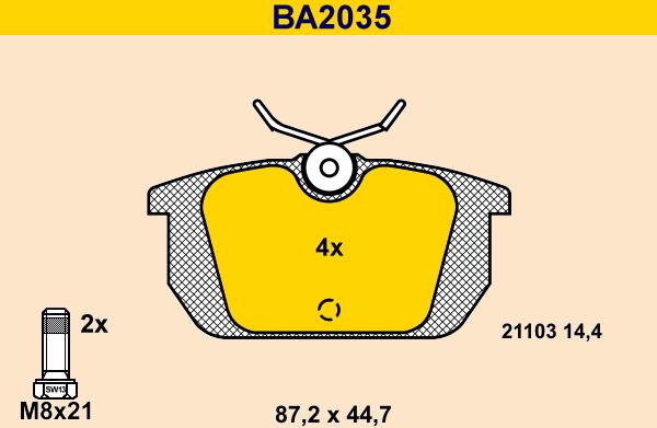 Barum BA2035 - Гальмівні колодки, дискові гальма autozip.com.ua