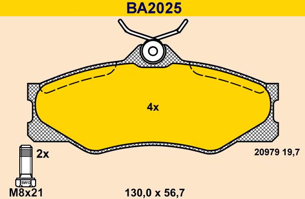 Barum BA2025 - Гальмівні колодки, дискові гальма autozip.com.ua