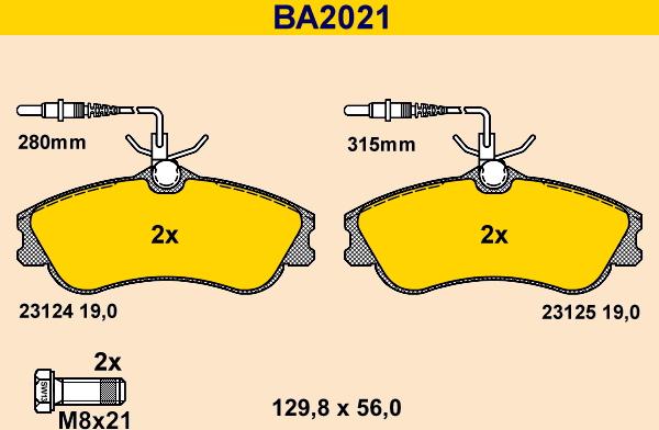 Barum BA2021 - Гальмівні колодки, дискові гальма autozip.com.ua