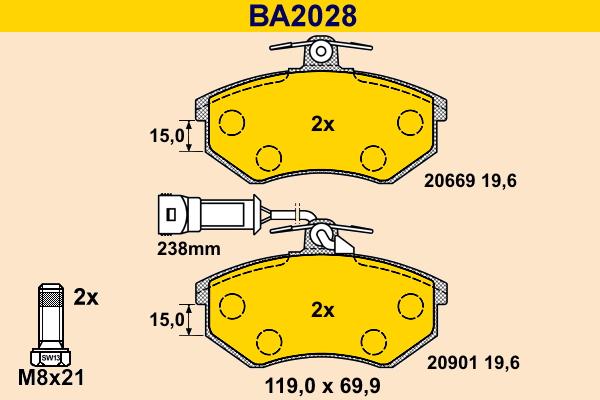 Barum BA2028 - Гальмівні колодки, дискові гальма autozip.com.ua