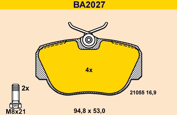 Barum BA2027 - Гальмівні колодки, дискові гальма autozip.com.ua