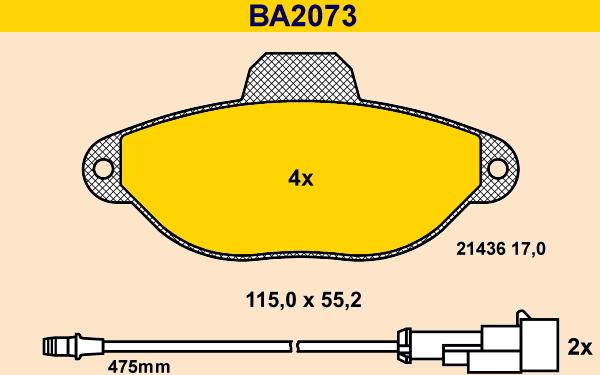 Barum BA2073 - Гальмівні колодки, дискові гальма autozip.com.ua