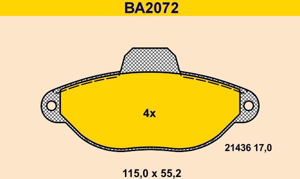 Barum BA2072 - Гальмівні колодки, дискові гальма autozip.com.ua