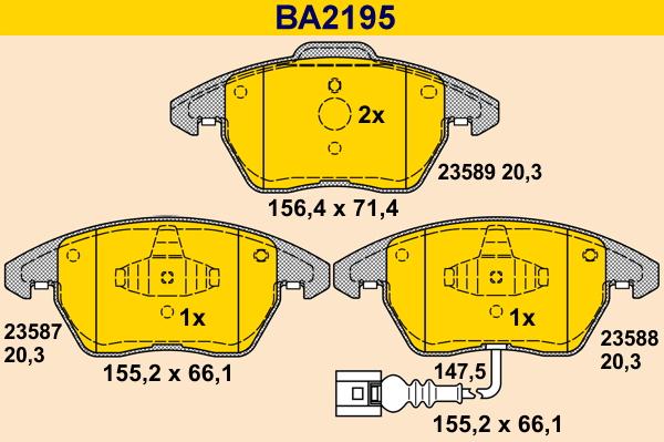 Barum BA2195 - Гальмівні колодки, дискові гальма autozip.com.ua