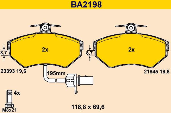 Barum BA2198 - Гальмівні колодки, дискові гальма autozip.com.ua