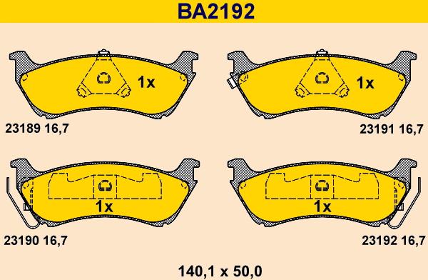 Barum BA2192 - Гальмівні колодки, дискові гальма autozip.com.ua
