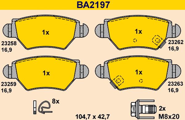 Barum BA2197 - Гальмівні колодки, дискові гальма autozip.com.ua