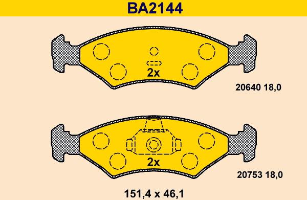 Barum BA2144 - Гальмівні колодки, дискові гальма autozip.com.ua