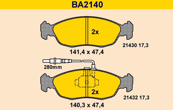 Barum BA2140 - Гальмівні колодки, дискові гальма autozip.com.ua