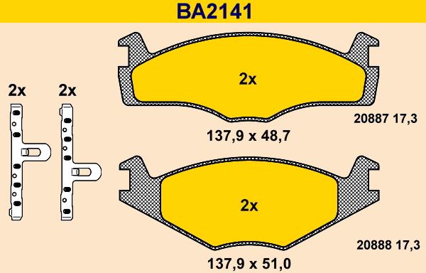 Barum BA2141 - Гальмівні колодки, дискові гальма autozip.com.ua