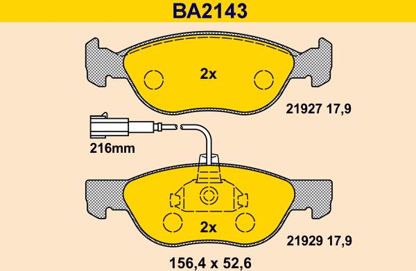 Barum BA2143 - Гальмівні колодки, дискові гальма autozip.com.ua