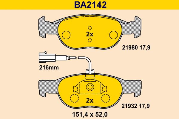 Barum BA2142 - Гальмівні колодки, дискові гальма autozip.com.ua