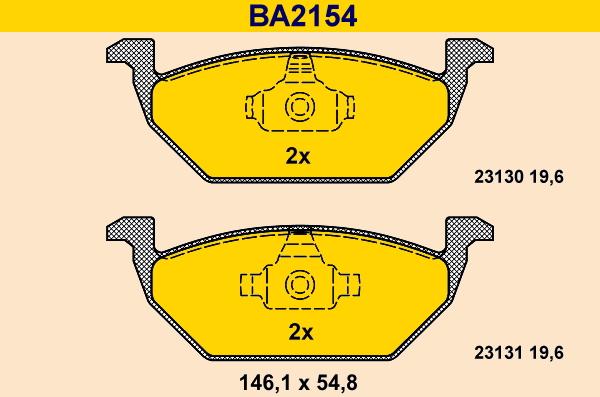 Barum BA2154 - Гальмівні колодки, дискові гальма autozip.com.ua