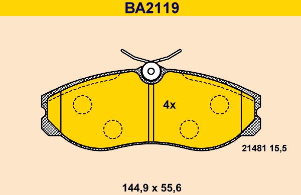 Barum BA2119 - Гальмівні колодки, дискові гальма autozip.com.ua