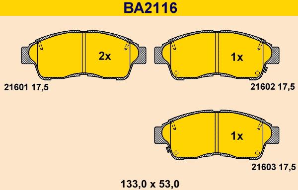 Barum BA2116 - Гальмівні колодки, дискові гальма autozip.com.ua