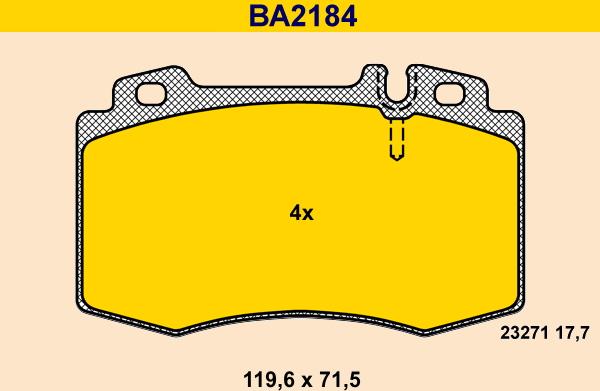 Barum BA2184 - Гальмівні колодки, дискові гальма autozip.com.ua