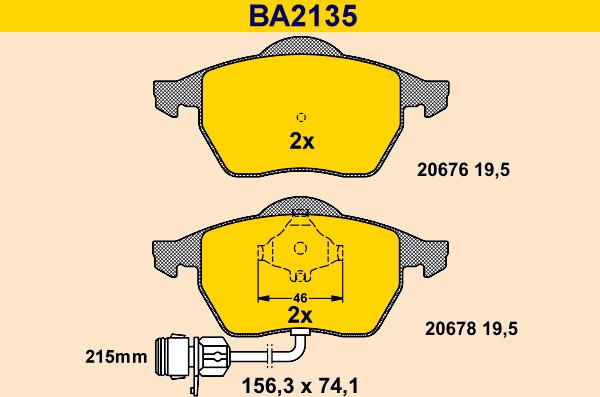 Barum BA2135 - Гальмівні колодки, дискові гальма autozip.com.ua