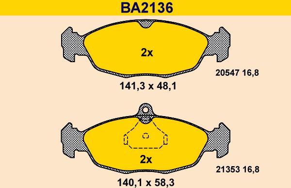 Barum BA2136 - Гальмівні колодки, дискові гальма autozip.com.ua