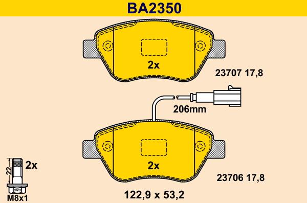 Barum BA2350 - Гальмівні колодки, дискові гальма autozip.com.ua