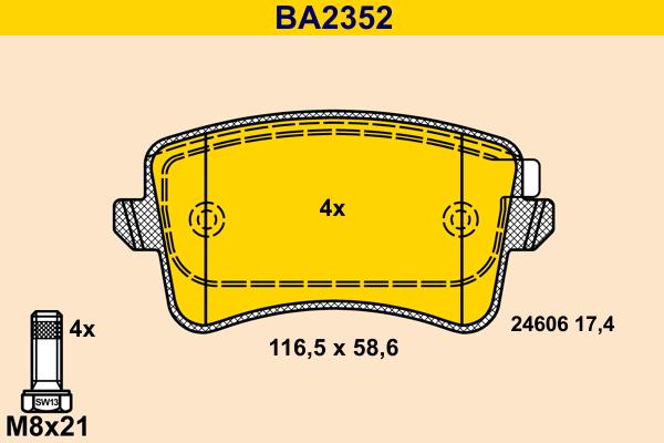 Barum BA2352 - Гальмівні колодки, дискові гальма autozip.com.ua