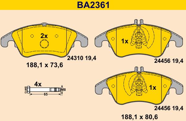 Barum BA2361 - Гальмівні колодки, дискові гальма autozip.com.ua