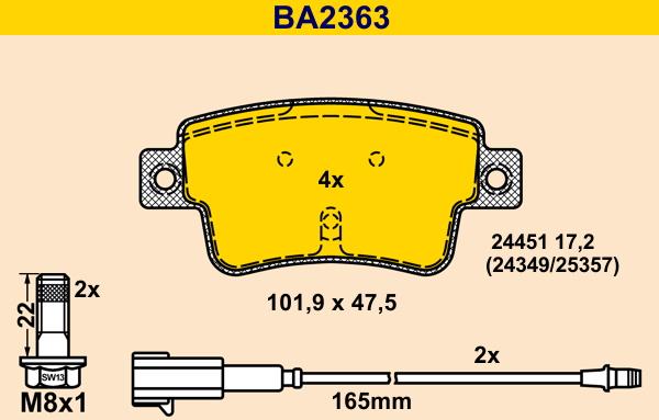 Barum BA2363 - Гальмівні колодки, дискові гальма autozip.com.ua