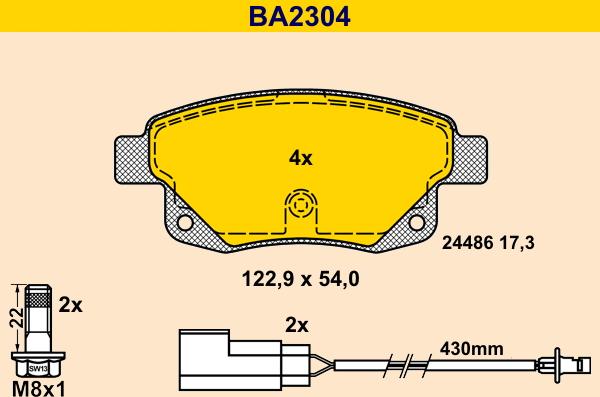 Barum BA2304 - Гальмівні колодки, дискові гальма autozip.com.ua