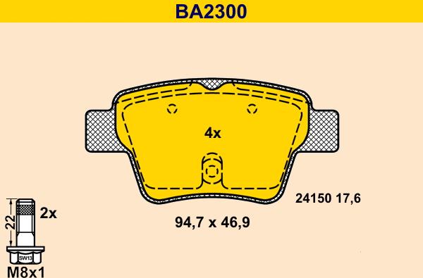 Barum BA2300 - Гальмівні колодки, дискові гальма autozip.com.ua