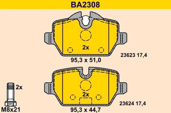 Barum BA2308 - Гальмівні колодки, дискові гальма autozip.com.ua